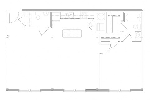 Floor plan for 1 bed, 1.5 baths, 1000 sqft