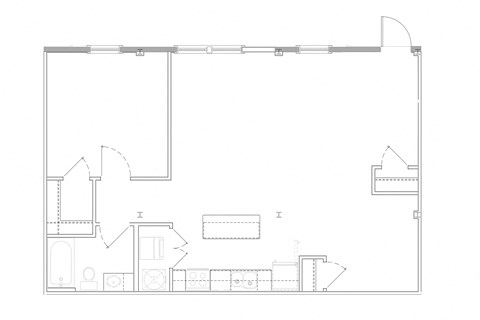 Floor plan for 1 bed, 1 bath, 900 sqft