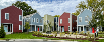 Louisville apartment for rent - A row of houses with different colored exteriors.