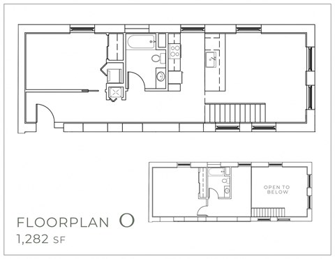 Floor plan for 2 beds, 2 baths, 1282 sqft