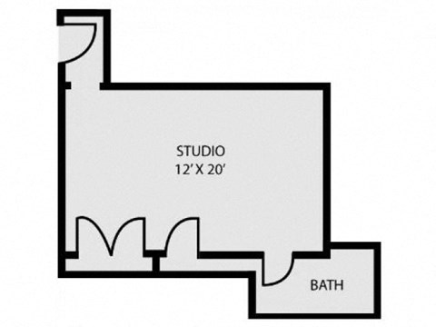 Floor plan for studio, 1 bath, 755 sqft