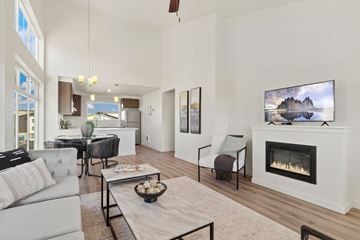 Post Falls apartment for rent - a living room with a couch and a fireplace