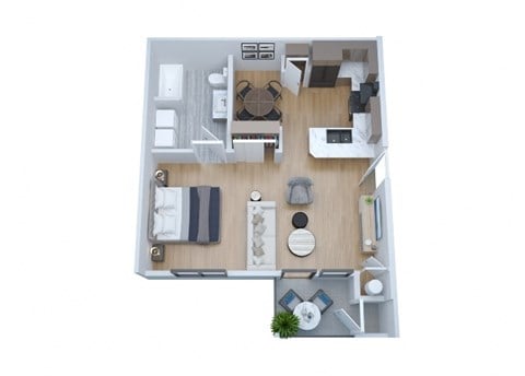 Floor plan for studio, 1 bath, 625 sqft