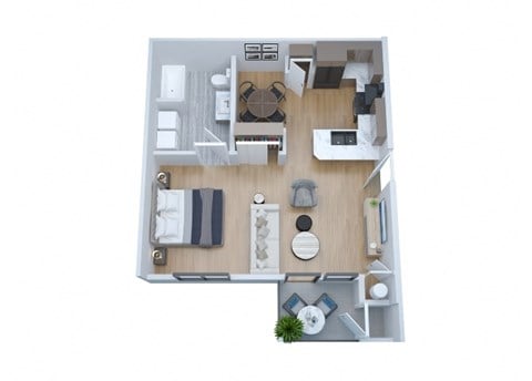 Floor plan for studio, 1 bath, 625 sqft