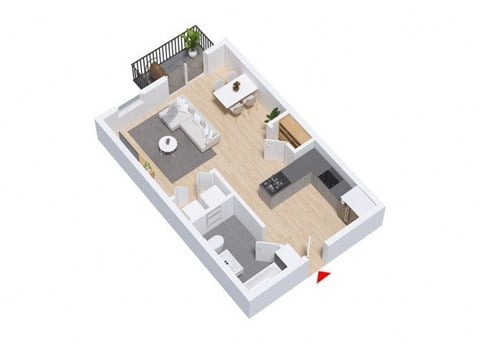 Floor plan for studio, 1988 sqft