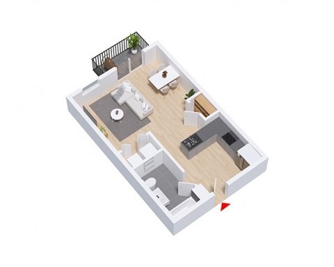 Floor plan for studio, 1 bath, 421 sqft