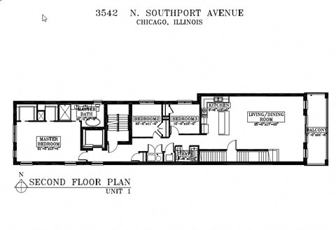 Floor plan for 3 beds, 2 baths, 2280 sqft