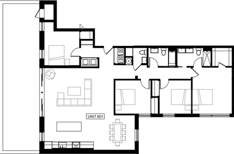 Floor plan for 4 beds, 3 baths