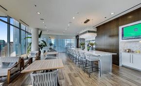 Chicago apartment for rent - Community room offering functional co-working space, state of the art espresso machine and picturesque panoramic views.