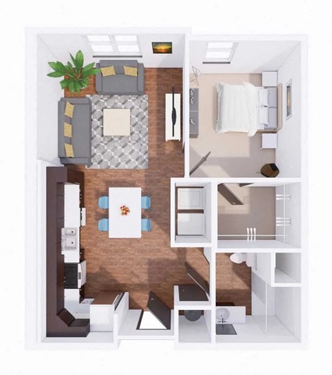 Floor plan for 1 bed, 1 bath