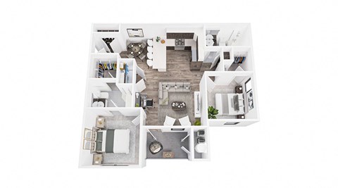 Floor plan for 2 beds, 1 bath, 855 sqft