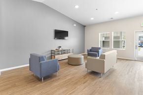 Waterloo apartment for rent - Living Room With TV at Union at North Crossing, Iowa