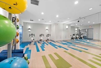 Flex rooms with fitness space for yoga, spin and pilates