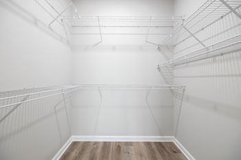 Empty white shelves 