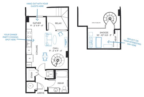 Floor plan for studio, 1 bath, 656 sqft