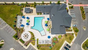 Aerial view of  a swimming pool
