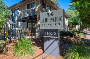 Beaverton apartment for rent - the park at allen sign in front of a building