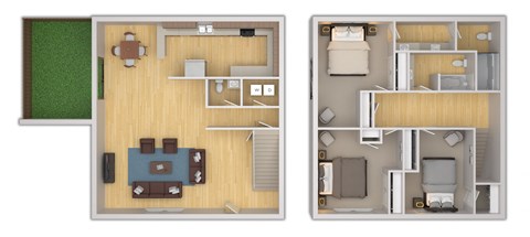 Floor plan for 3 beds, 1 bath, 1500 sqft