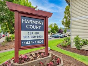 Milwaukie apartment for rent - Harmony Court Sign
