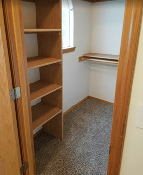 Beaverton apartment for rent - A small room with a shelving unit and a window.