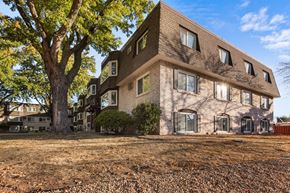 Minneapolis apartment for rent - a brick apartment building with a large tree in the yard