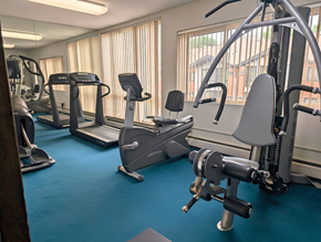 St. Louis Park apartment for rent - A gym with a variety of equipment including treadmills, stationary bikes, and weight machines.
