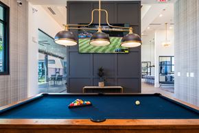 Mesa apartment for rent - A pool table with a ball in the middle of it.