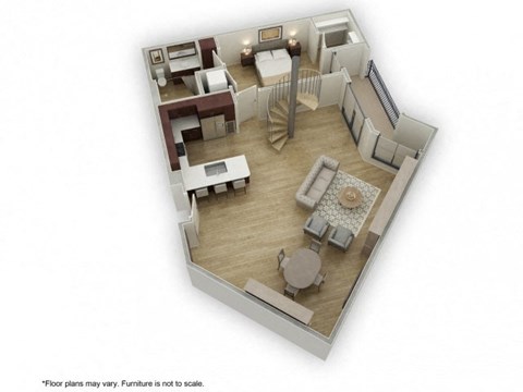 Floor plan for 2 beds, 2 baths, 1215 sqft