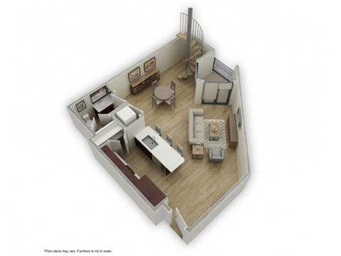 Floor plan for 1 bed, 2 baths, 850 sqft