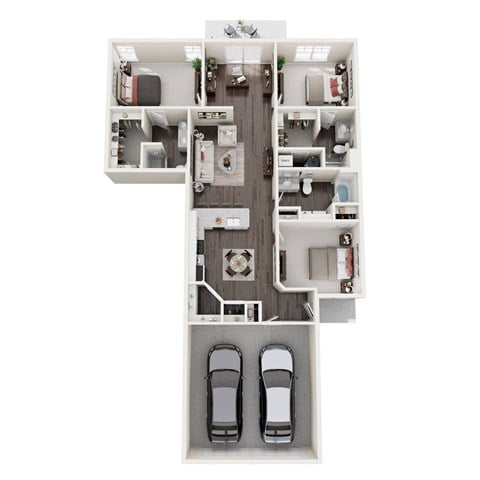 Floor plan for 3 beds, 3 baths, 1595 sqft