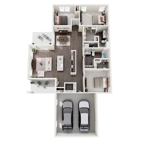 Floor plan for 3 beds, 2 baths, 1620 sqft
