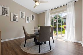 Dayton apartment for rent - A dining room with a table and chairs.