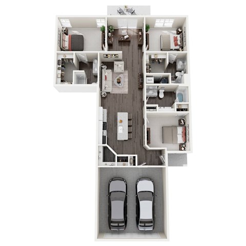 Floor plan for 3 beds, 3 baths, 1595 sqft