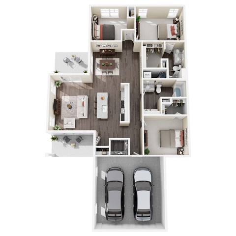 Floor plan for 3 beds, 2 baths, 1620 sqft