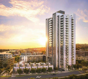Vancouver condo for rent - an aerial view of a tall building in a city
