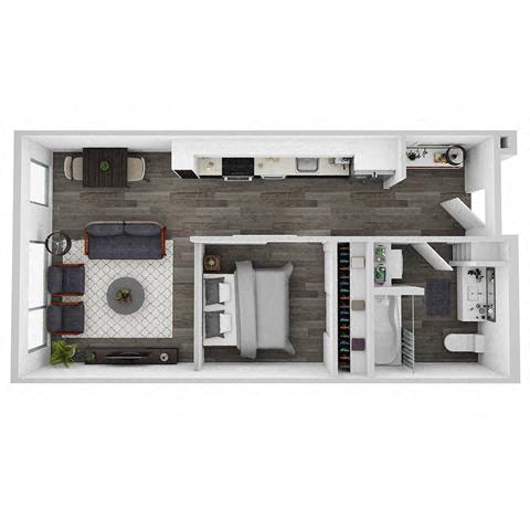Floor plan for studio, 1 bath, 507 sqft