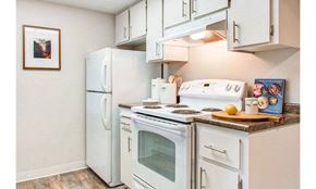 Dublin apartment for rent - a kitchen with white appliances and a white refrigerator