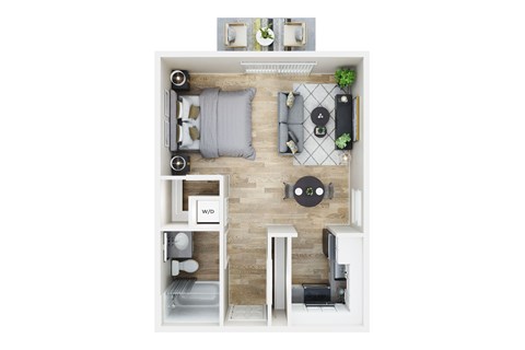 Floor plan for studio, 1 bath, 450 sqft