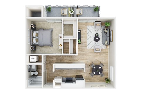 Floor plan for 1 bed, 1 bath, 561 sqft