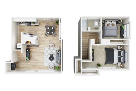 Floor plan for 2 beds, 1 bath, 900 sqft