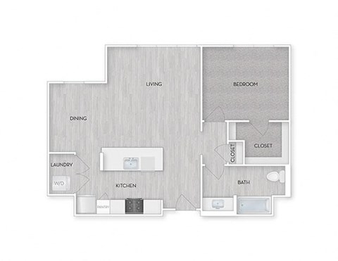 Floor plan for 1 bed, 1 bath, 875 sqft