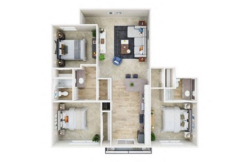 Floor plan for 3 beds, 1.5 baths, 1040 sqft