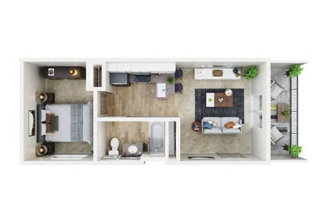Floor plan for studio, 1 bath, 486 sqft