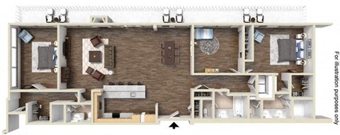 Floor plan for 3 beds, 3 baths, 1962 sqft