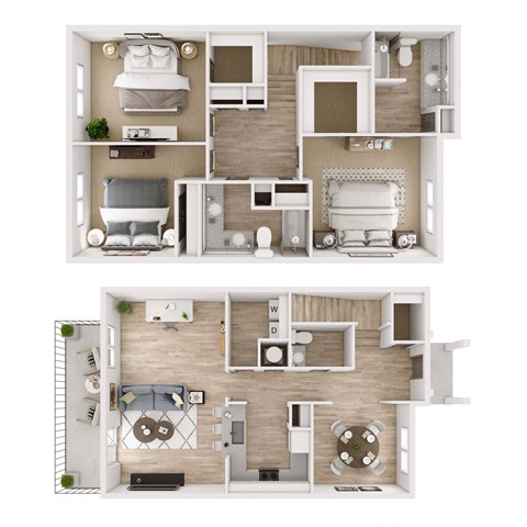Floor plan for 3 beds, 2.5 baths, 1903 sqft