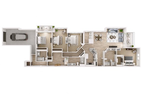 Floor plan for 4 beds, 3 baths, 2059 sqft