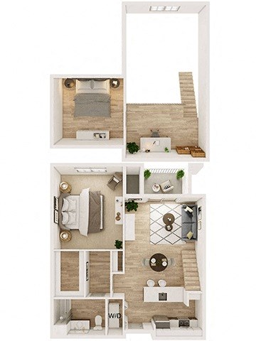 Floor plan for 1 bed, 1 bath, 863 sqft