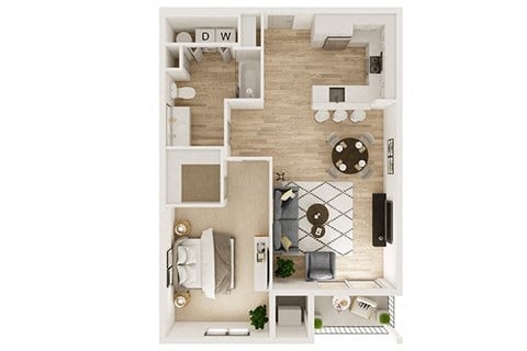 Floor plan for 1 bed, 1 bath, 814 sqft