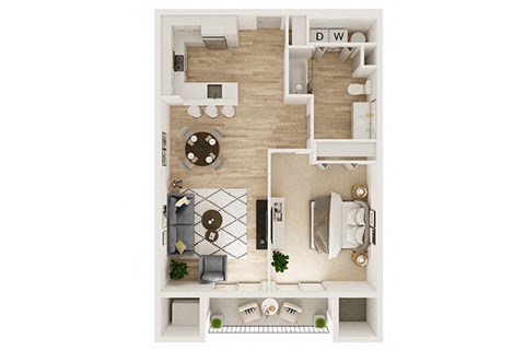Floor plan for 1 bed, 1 bath, 831 sqft