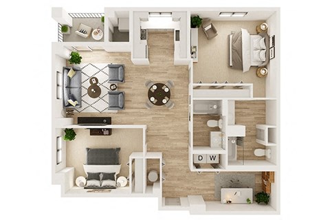 Floor plan for 2 beds, 2 baths, 1209 sqft